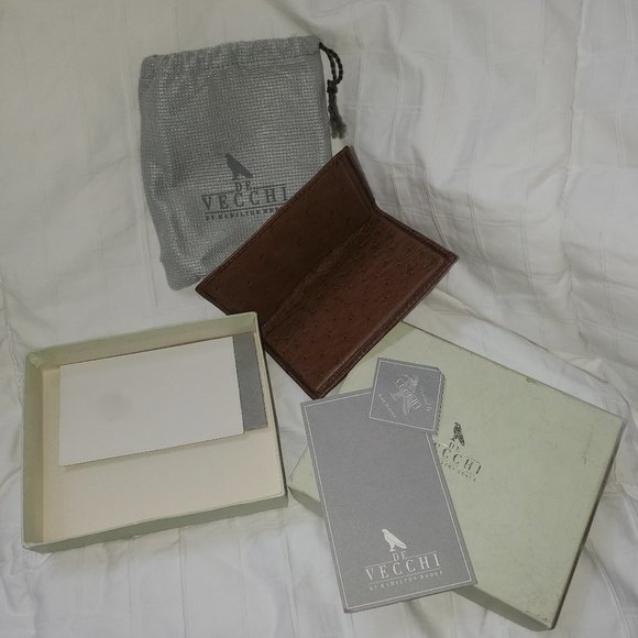 De Vecchi Ostrich Men's Credit Card Holder - Picture 1 of 3